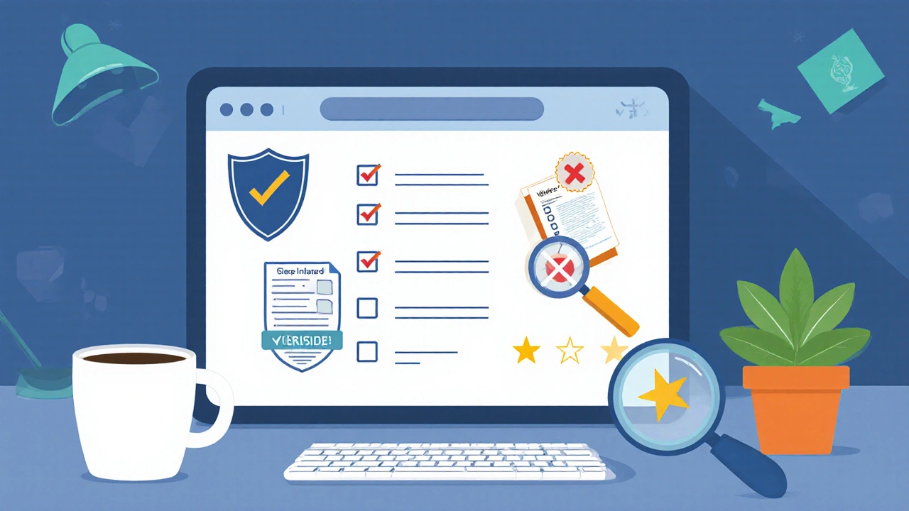 Flat illustration of a tablet showing a safety checklist with shield, prescription, and review icons.