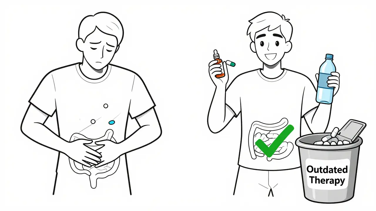 Patient switching from risky pills to peppermint oil for safer IBS relief.