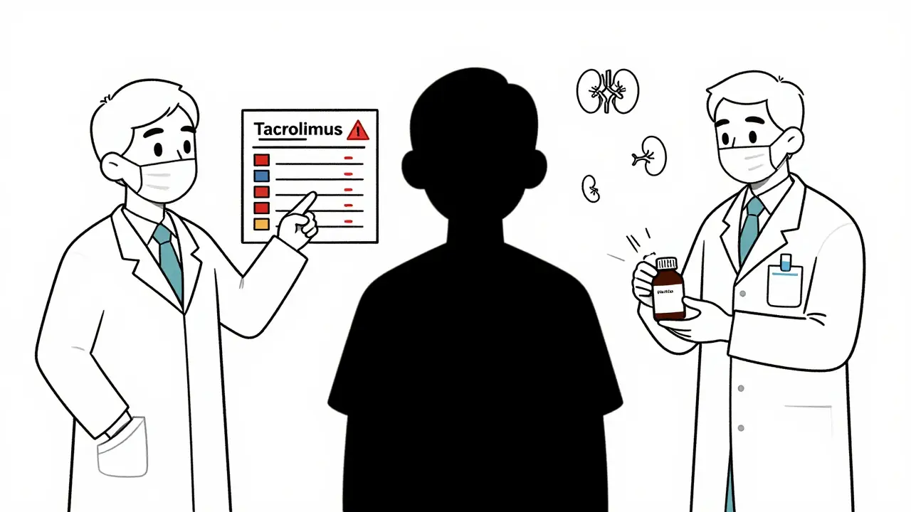 Transplant specialist monitoring tacrolimus levels as pharmacist swaps brand for generic without notice.