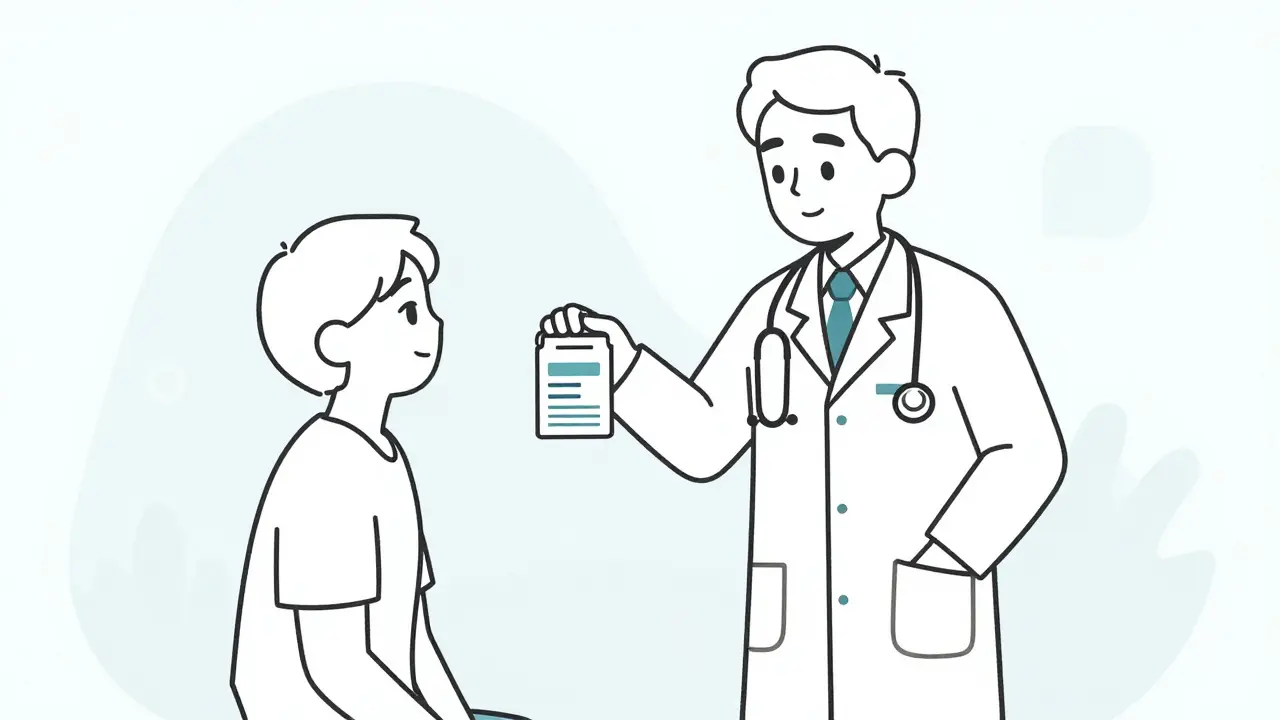 Doctor reassuring patient about generic medication efficacy