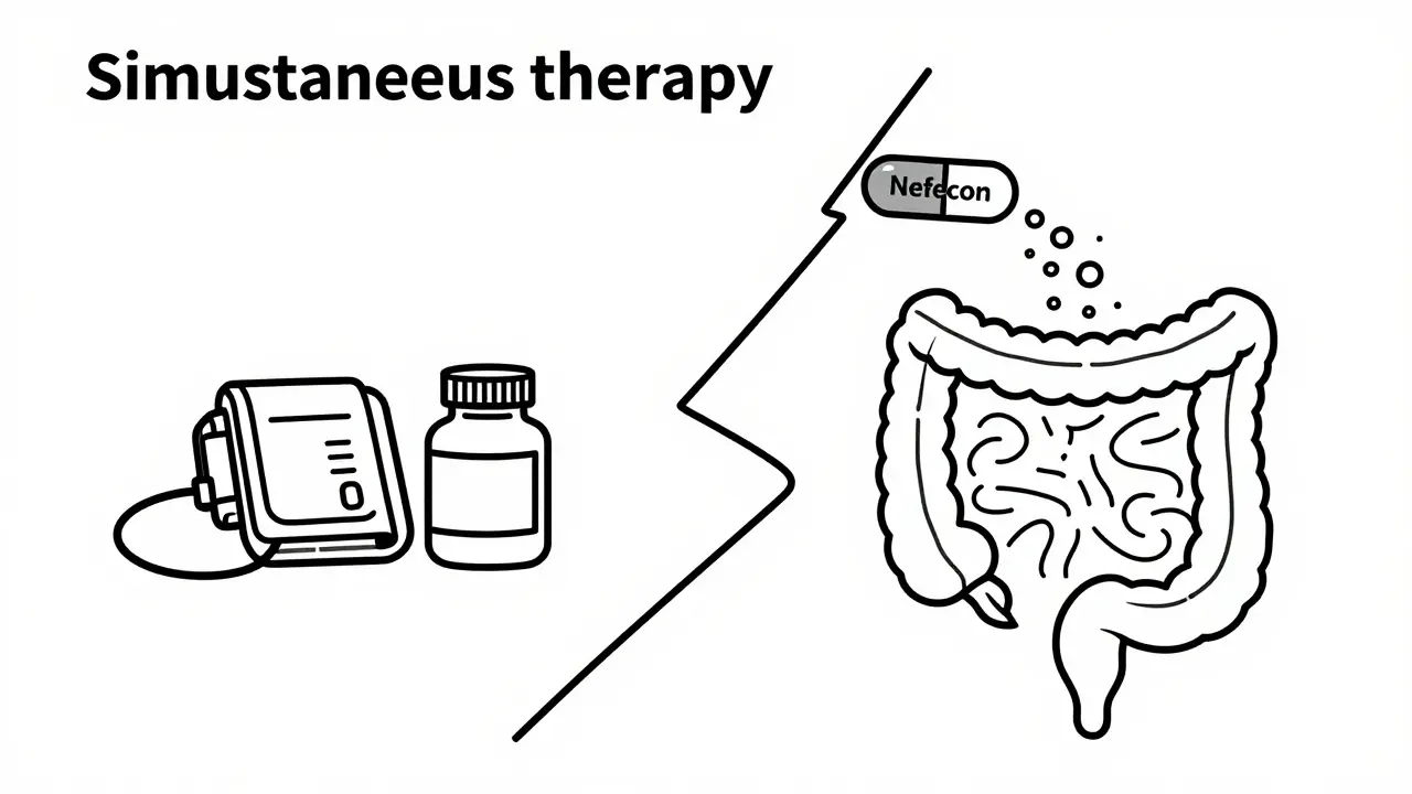 Illustration of simultaneous kidney therapy paths