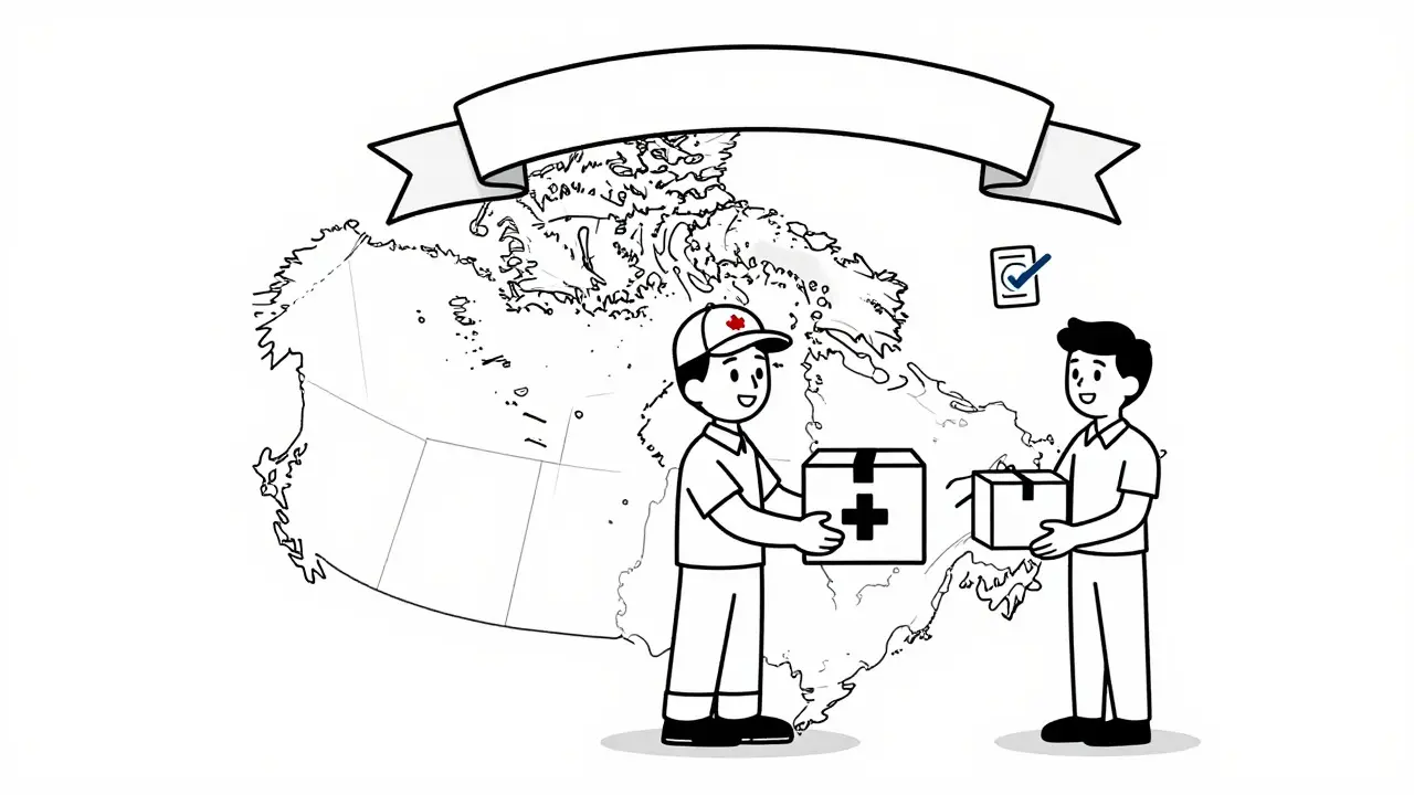 Illustration of safe medication delivery from a Canadian pharmacy