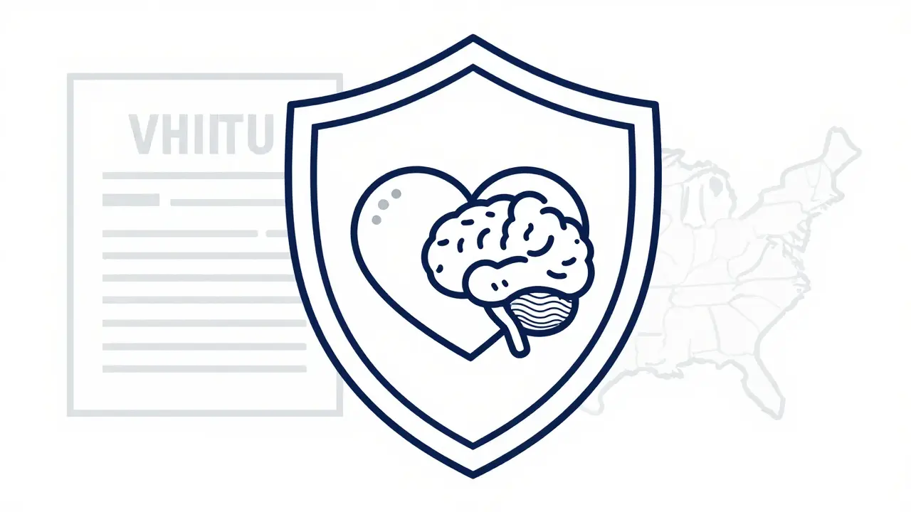 Line art shield protecting heart and brain from bureaucracy