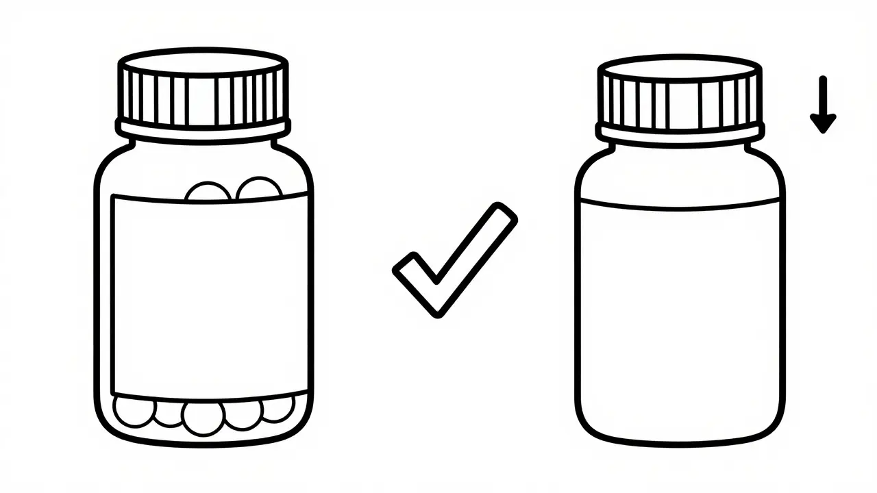 Comparison of brand name and generic medication bottles
