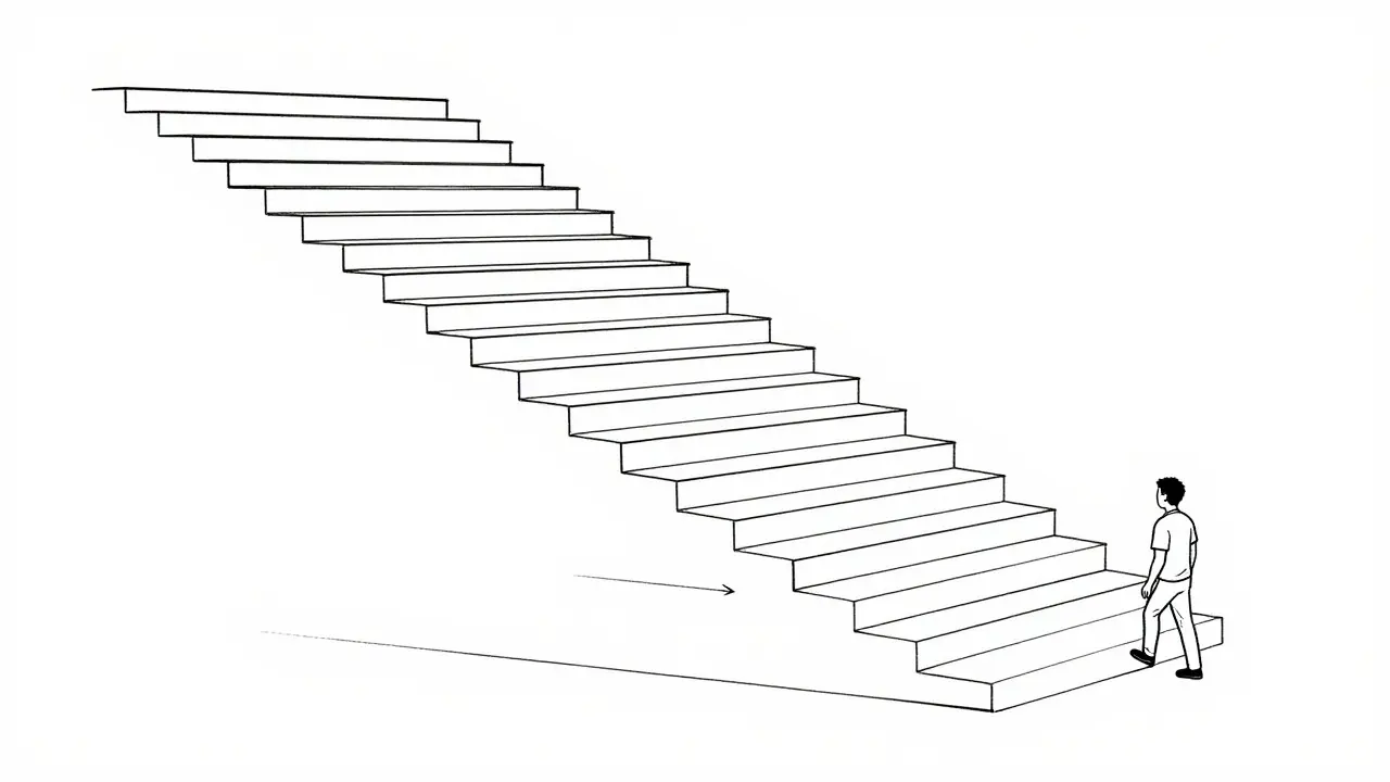 Line drawing showing hyperbolic tapering staircase concept