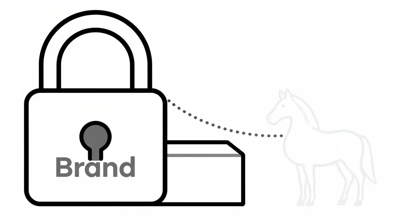 Padlock symbolizing brand-only status of Premarin
